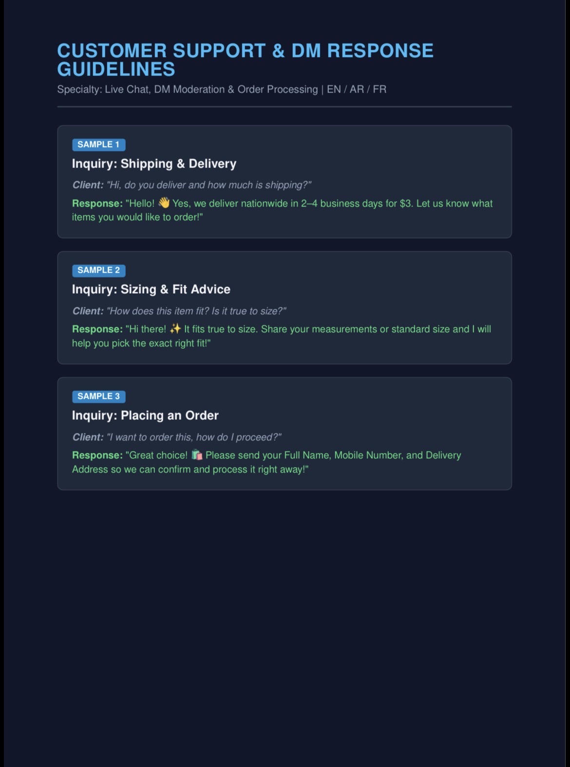 Customer Support & DM Response Guidelines⁠