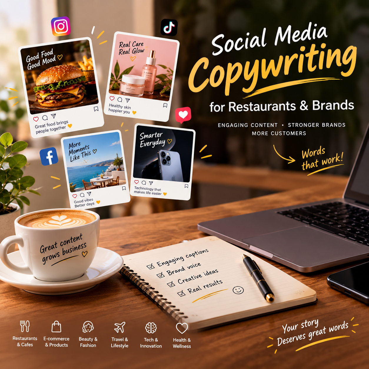 Social Media Copywriting for Restaurants & Brands