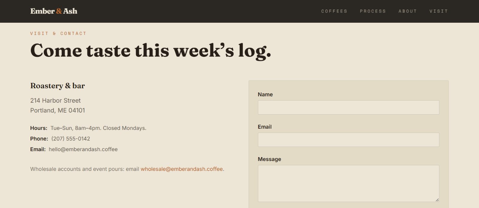 Ember&Ash website