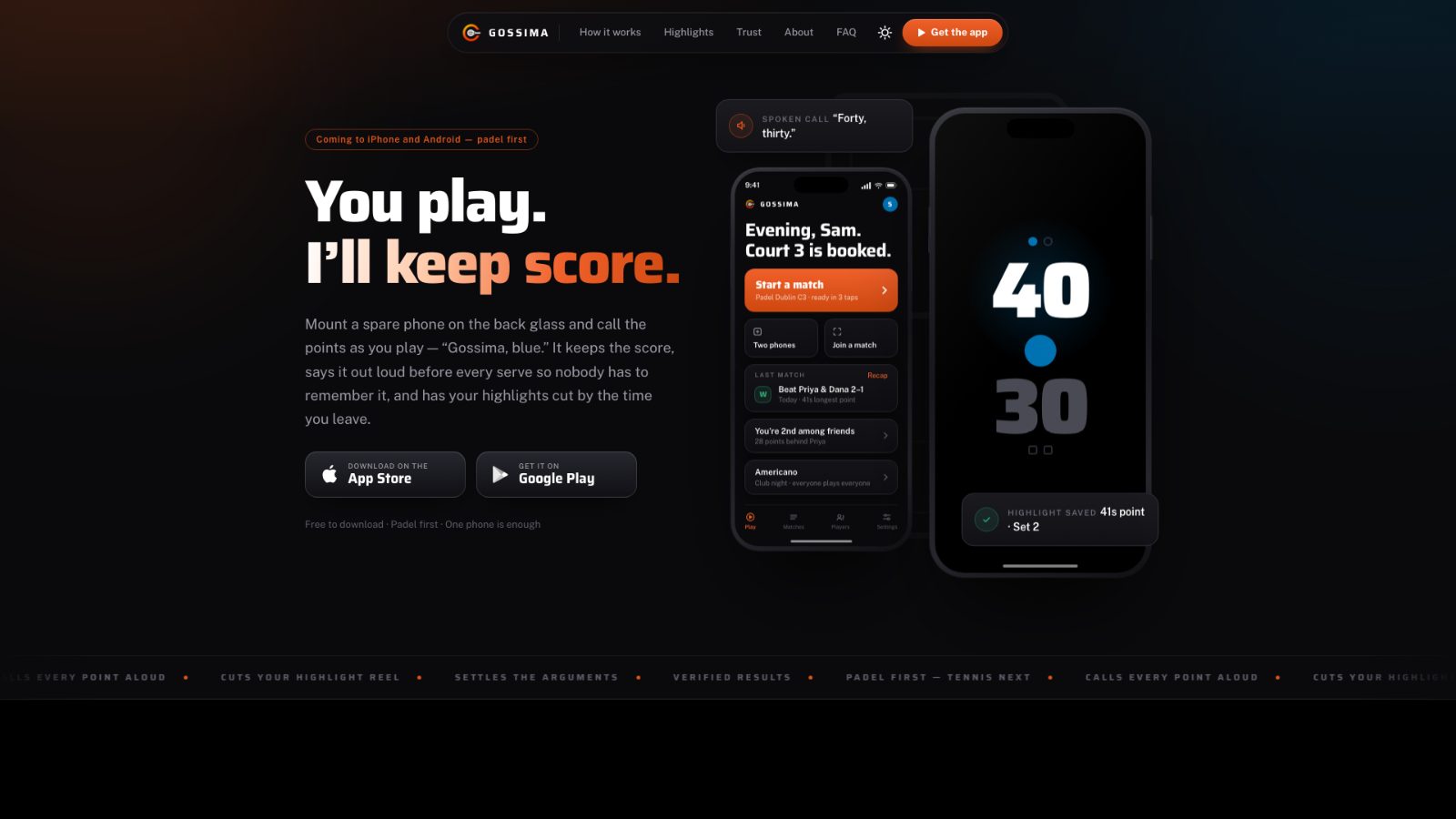 Gossima — Padel Scorekeeping App (iOS & Android)