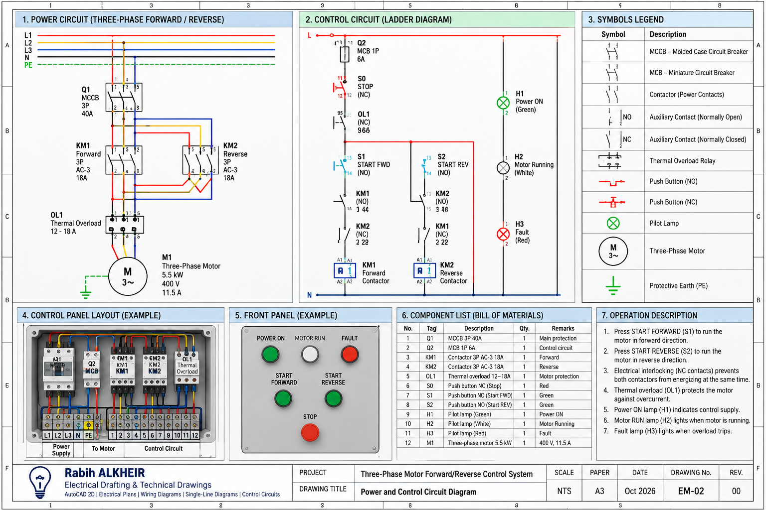 three phases motor forward reverse controle with vfd