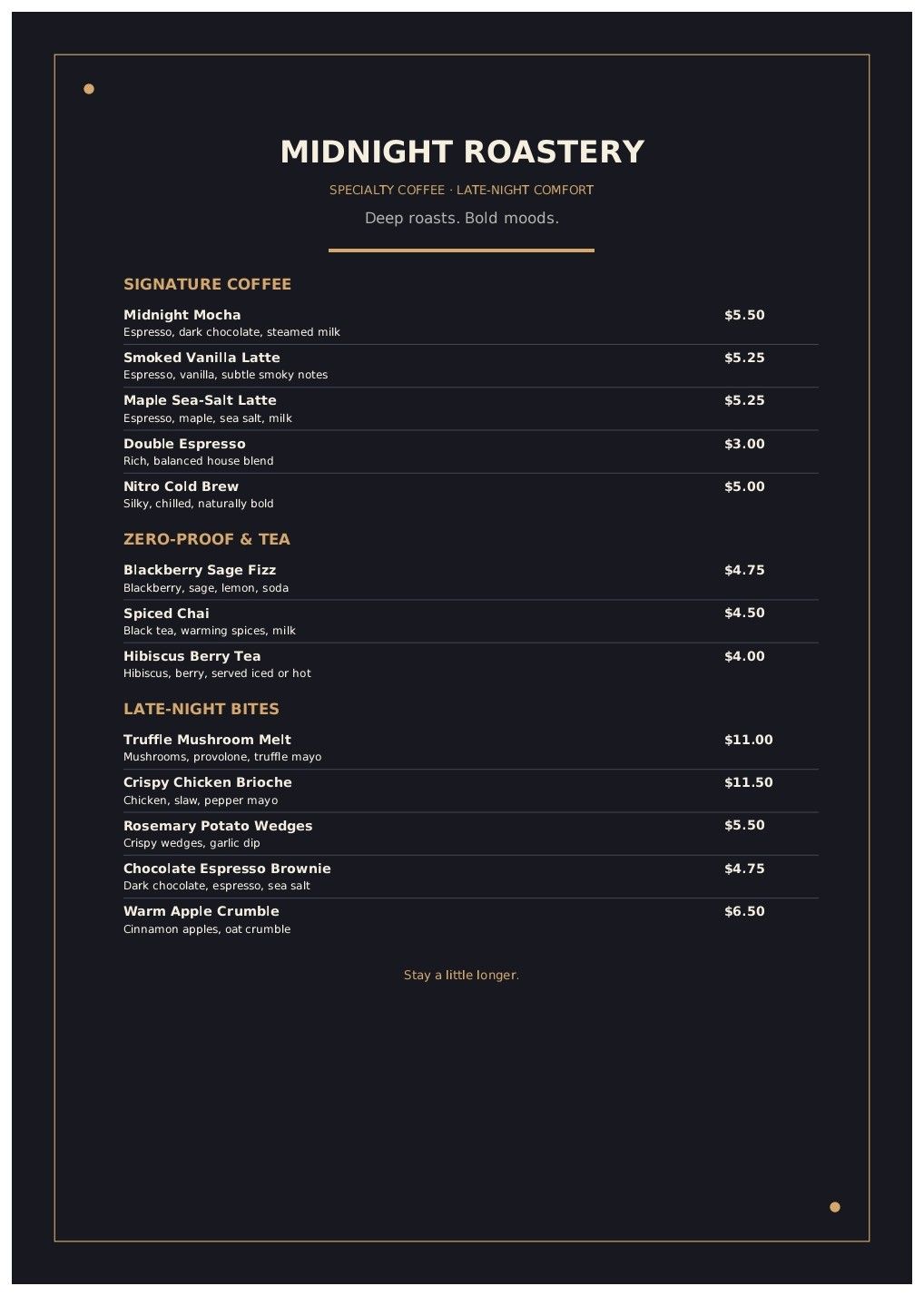 MIDNIGHT ROASTERY - Specialty Coffee & Late Night Comfort