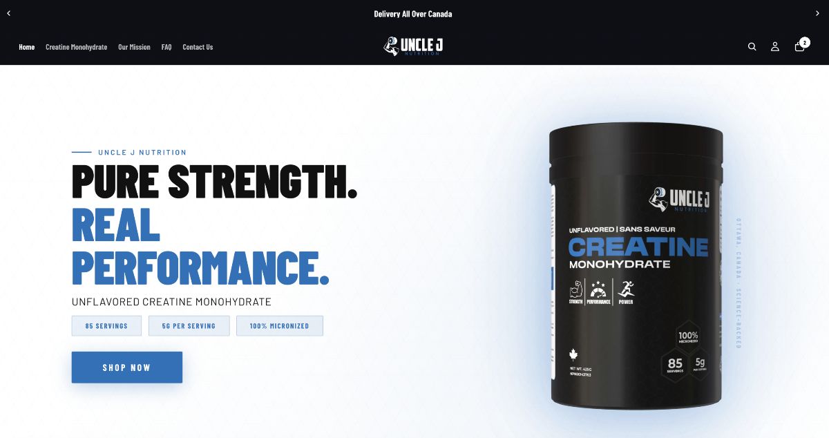 Uncle J Nutrition (Fully Custom Shopify Store)