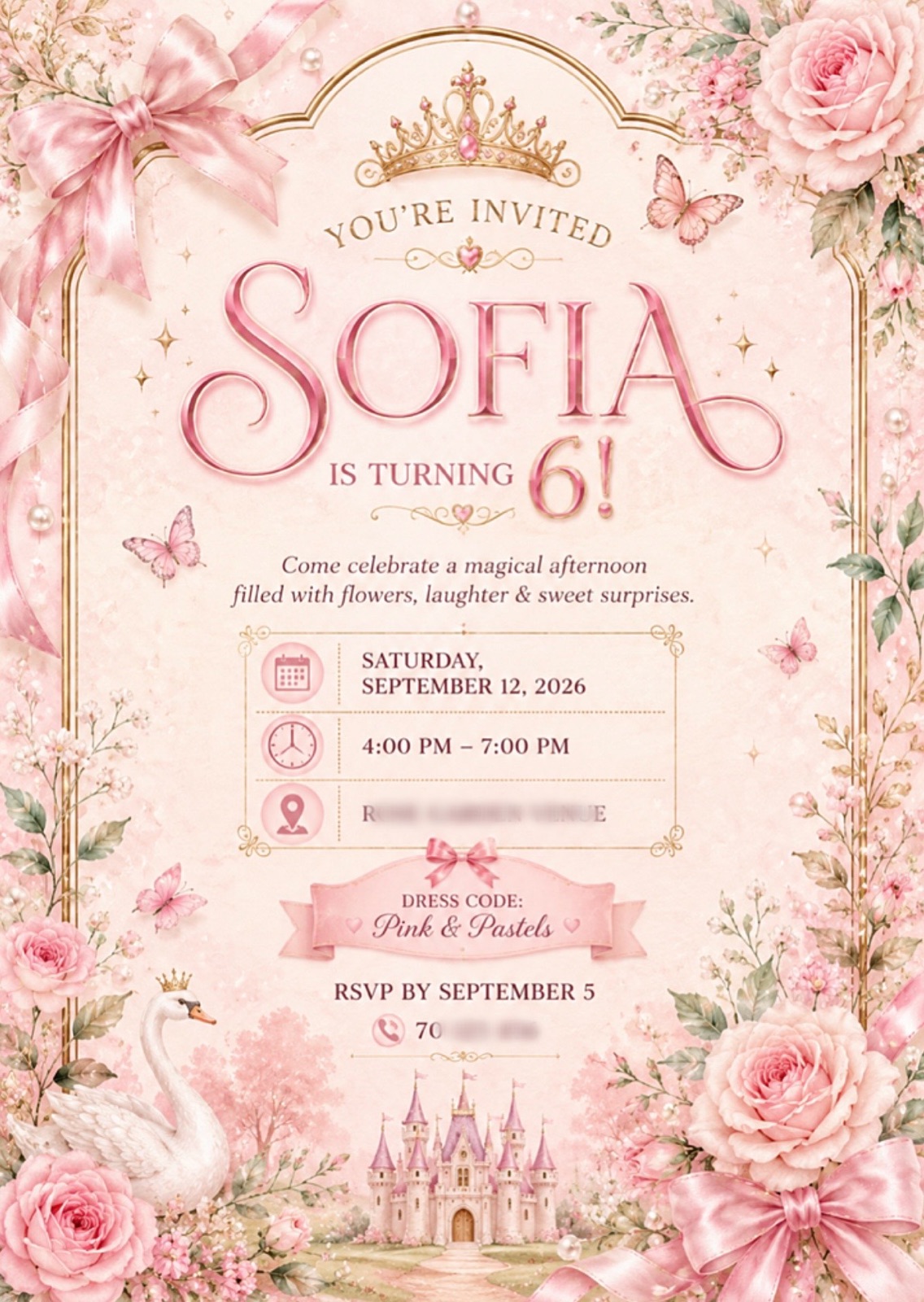 Sophia- Digital  birthday Invitation design